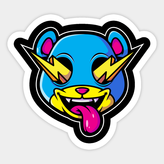 Hip Hop Teddy Bear Streetwear Clothing Hip Hop Urban Design Lightning Bolts Sticker by SWIFTYSPADE